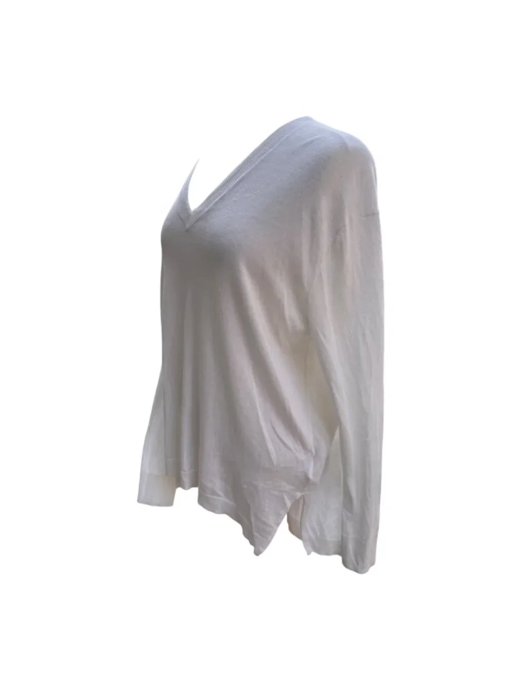 Michael Kors Womens V-Neck Knit Sweater White Medium Cotton Blend Pre-Owned